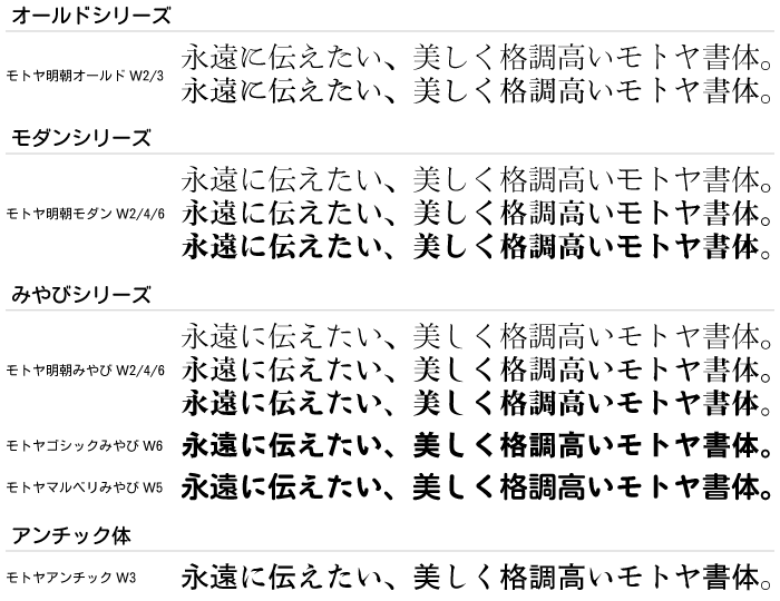 モトヤ基本書体サブスタイルシリーズ